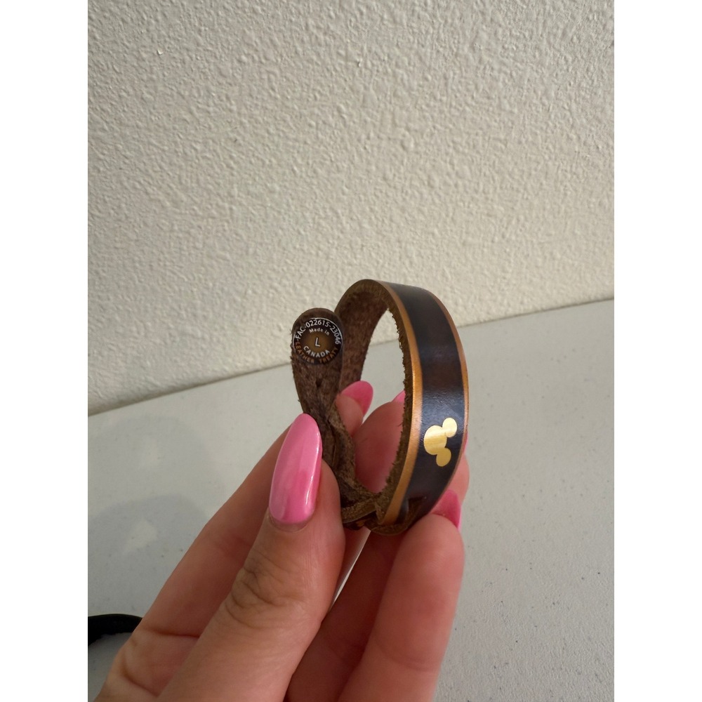 Disney Mickey Mouse Leather Treaty Bracelets Set of 2 Black Brown Gold Silver L - Picture 3 of 5